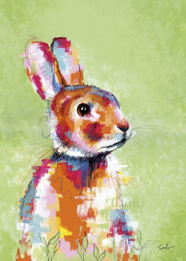 Hoppy Go Lucky - Rabbit Art Print by Tara Roskell