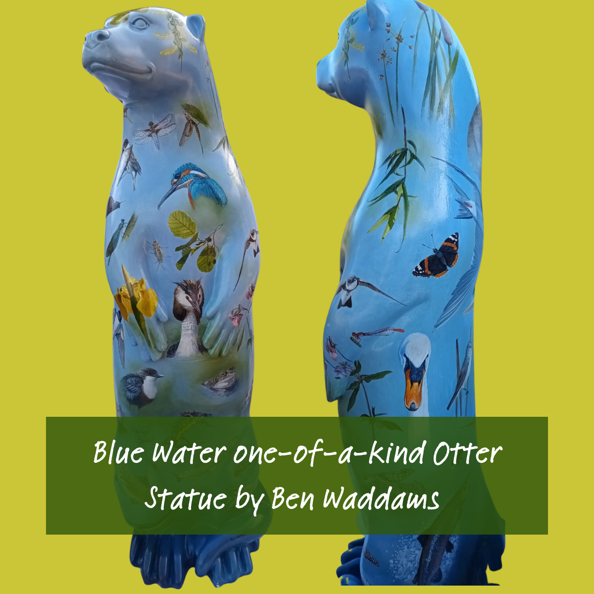 Blue Water One-of-a-Kind Otter Statue by Ben Waddams
